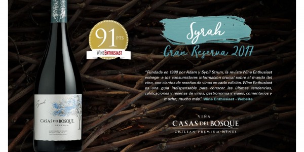 Wine Enthusiast premia a nuestro Syrah Gran Reserva 2017 con 91 puntos