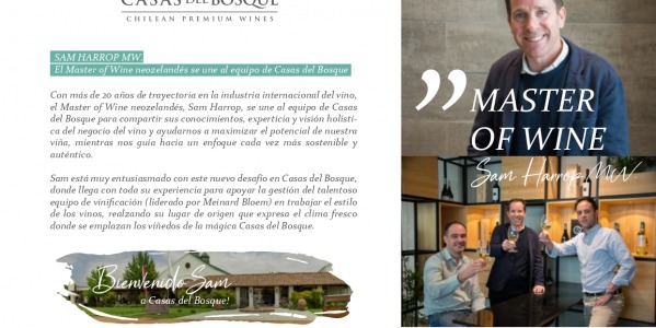 Sam Harrop MW. El Master of Wine neozelandés se une al equipo de Casas del Bosque